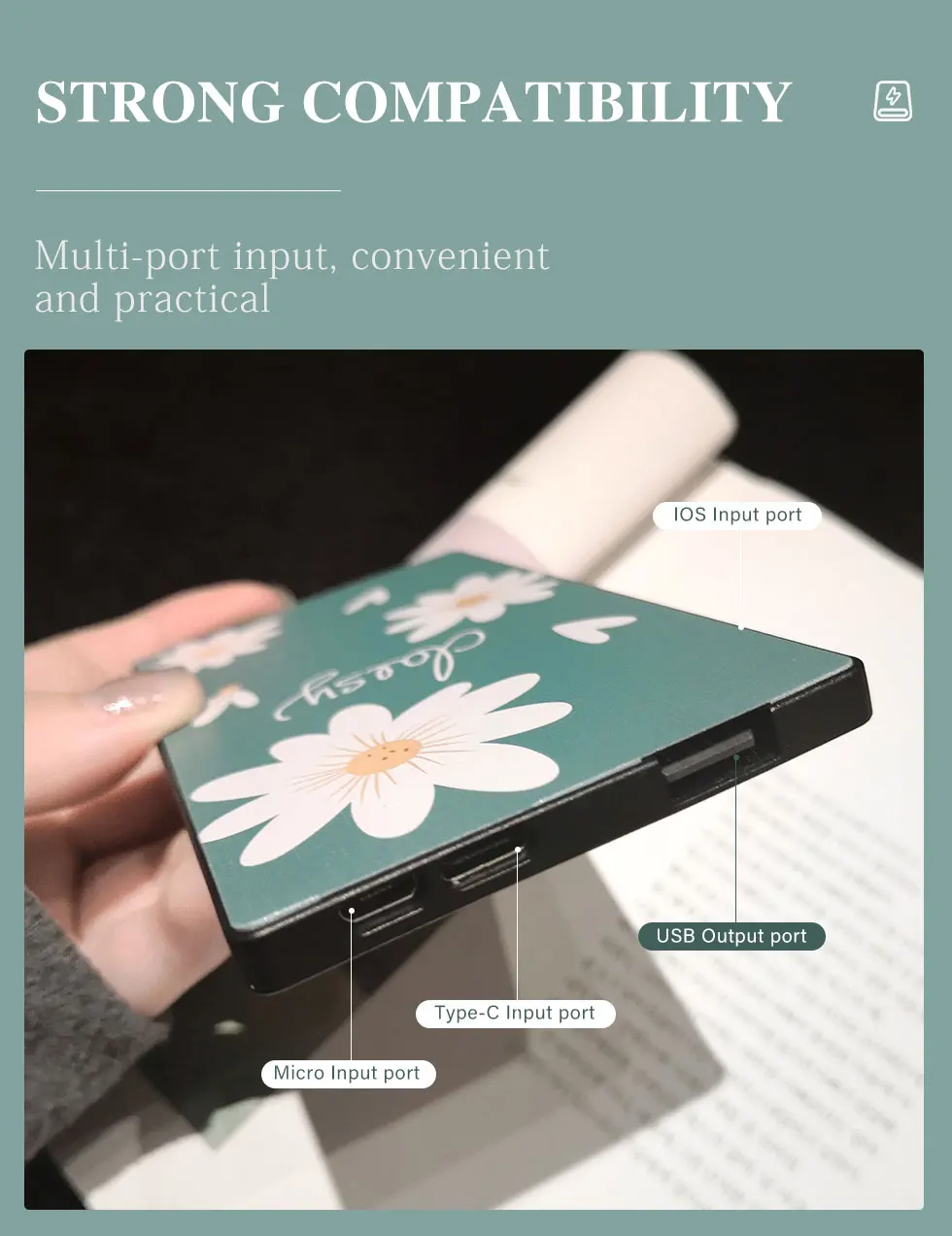 Ultra Thin Flower Power Bank Portable Charging External Battery Charger 6000mAh Powerbank For iPhone 11 12 Xiaomi mi PoverBank battery pack for phone