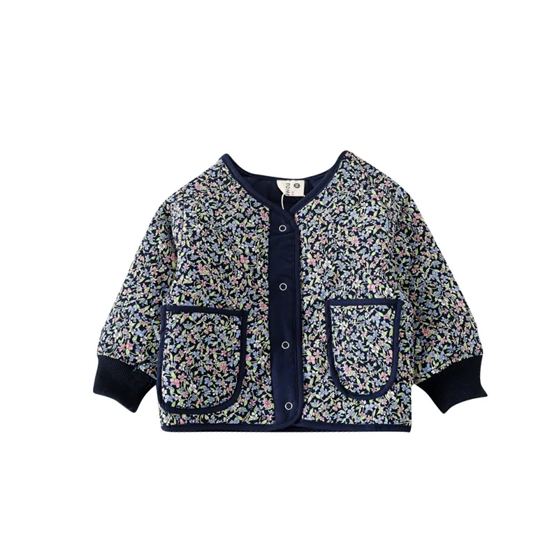 

Girls' Floral Thin Cotton Overcoat 2020 Winter New Children's Western Style Cotton-Padded Jacket Cotton-Padded Jacket