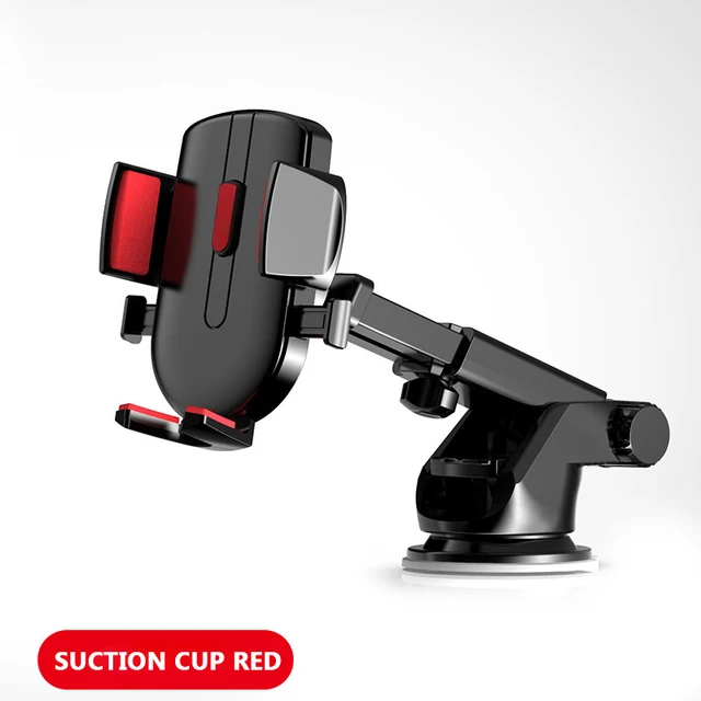 LISM Sucker Car Phone Holder Mobile Phone Holder Stand in Car No Magnetic GPS Mount Support For iPhone 12 11 Pro Xiaomi HUAWEI Red Sucker Type