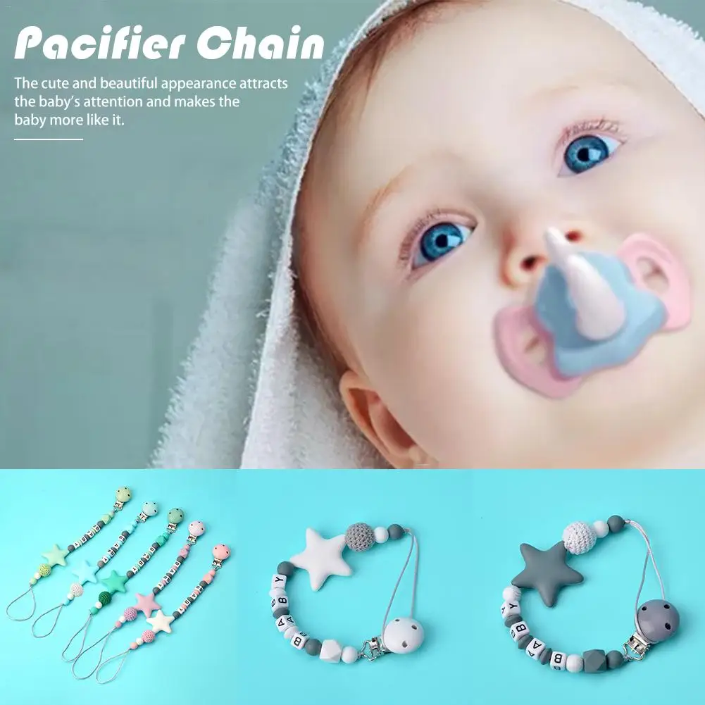 

NEW Colorful Silicone Personalized Letter Pacifier Clips Funny Chupetero Chain For Infant Feeding Toddle Chew Toy Clips BPA Free