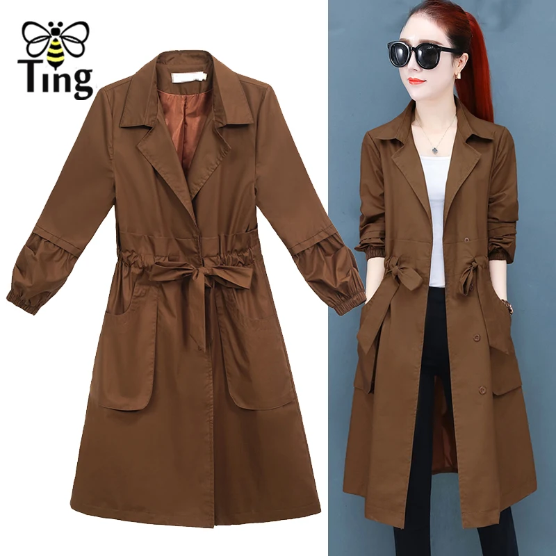 

Tingfly Women Trench Coat 2020 Winter Autumn New Fashion Female Loose Long Trench Coat Office Lady Wind breaker Work Outerwear