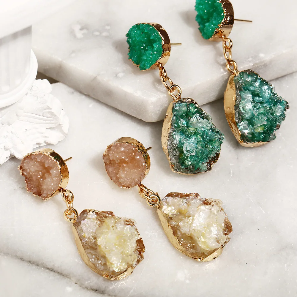 

Women Simple Creative Retro Inlaid Crystal Candy Color Drop Earrings Fashion Jewelry Accessories