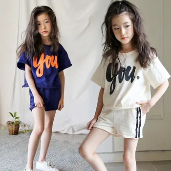 

New 2020 Baby Summer Set Kids Set Children Suit Girls Clothes Shirt and Short Toddler Two Piece Set Knit Cotton Leisure,#5190