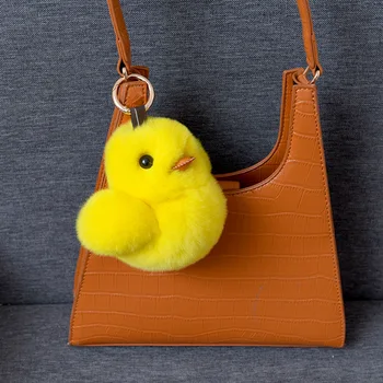

Yellow duck Fluffy Rabbit Fur key chain Pompoms Chain Bag Women Cartoon Rabbit Sling Bag Fluffy Bunny Shoulder Plush backpack