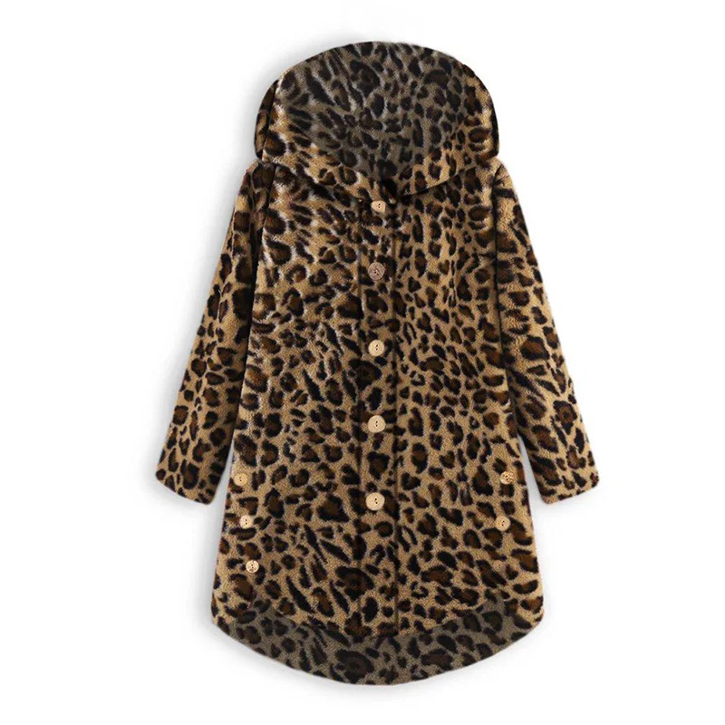 Осенние куртки с леопардовым принтом ZANZEA, Женская Повседневная Верхняя одежда с длинными рукавами, зимняя модная верхняя одежда с карманами на пуговицах, пушистое тонкое пальто