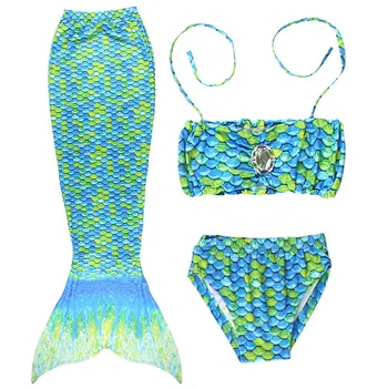 

New Swimming Mermaid Tail Girls Swimwear Bikini Kids Swimsuit Cosplay 3D Mermaid with Tail Birthday Party Gift Purim Dress