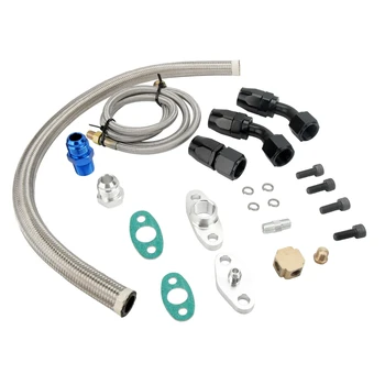 

Universal Turbo Charger Oil Drain Return Line Oil Feed Complete Kit T3 T4 T60 T61 T70 T04E