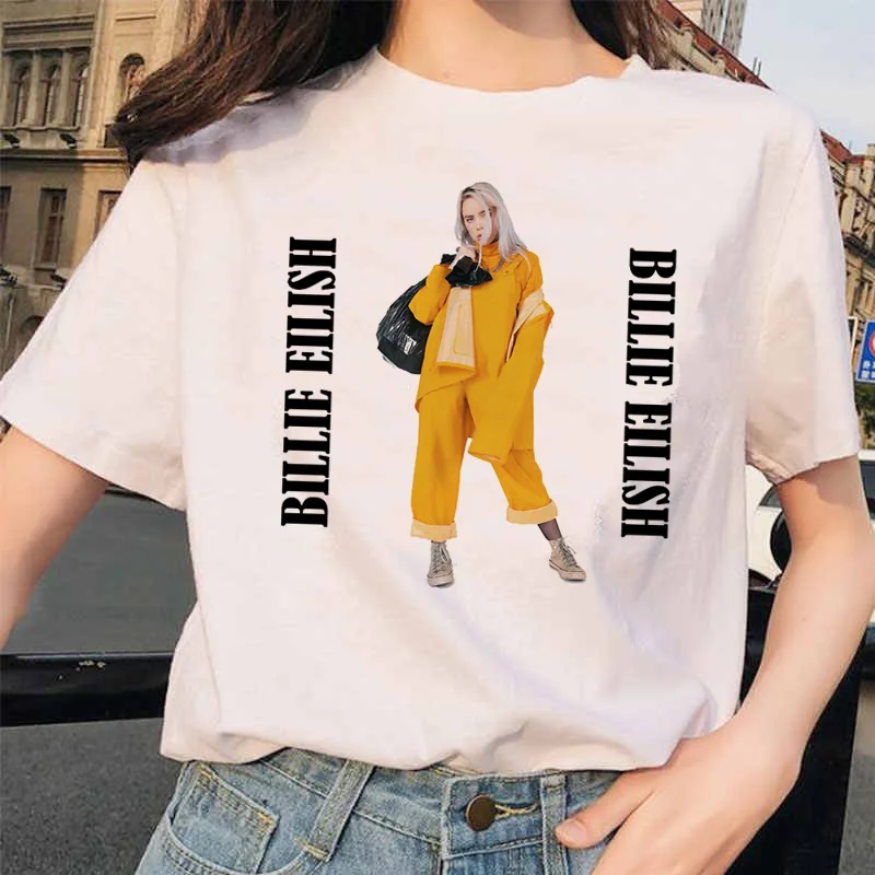 Уличная футболка Billie Eilish женская одежда футболка femme забавные абстрактные женские шорты летние топы футболки camiseta - Цвет: x71128