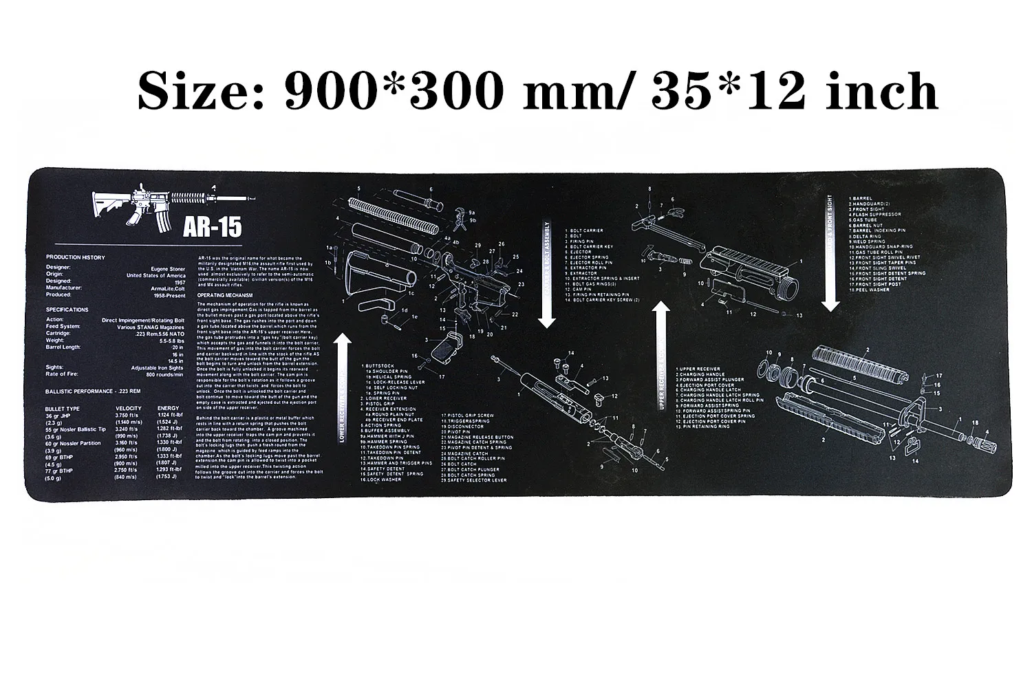 Водостойкий пистолет резиновый коврик для чистки Glock 1911 Beretta HK USP SIG P226 AR15 AK47 Remington с армирующими частями список коврик для верстака - Цвет: AR15