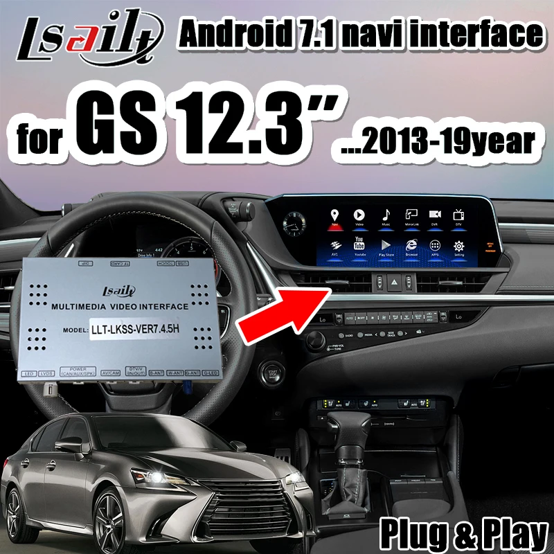 Lsait Android 7,1 мультимедийный видео интерфейс для Lexus GS 12,3 '2013-19 лет GS450h GS300h GS350 suppo gps навигация, YouTube