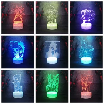

Uzumaki Naruto Uchiha Sasuke Hatake Kakashi RGB Plug Bulb Table Lamp USB 3D Anime Comic Figure Home Art Decor Crack Night Light