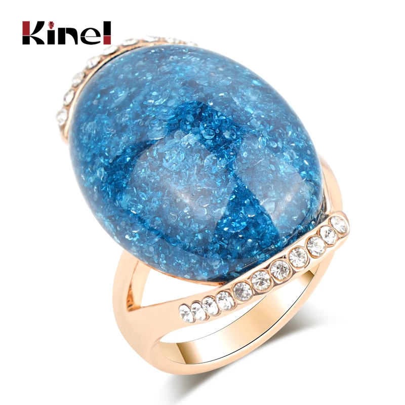Популярные Обручальные кольца Kinel из розового золота овальной искусственной