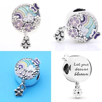 

925 Silver Flower Charm Beads Pendant For Fit Original Charms Bracelets Sterling Original Bangle Necklace Jewelry Making DIY