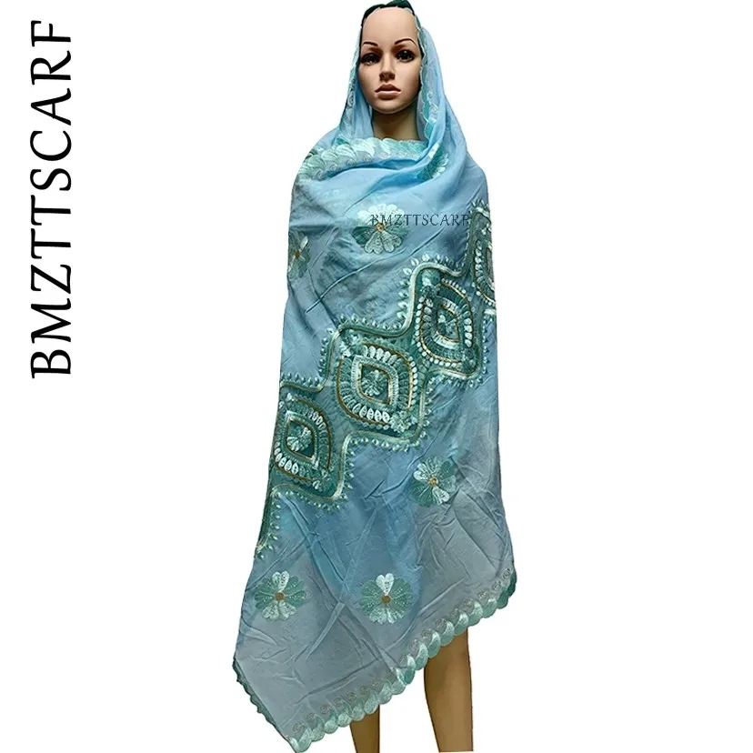 Африканский летний шарф Мусульманский вышитый платок хлопок сплайсинга шарф из тюли для шали BM586 - Цвет: BM586 15