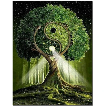 

5D DIY Diamond Painting Yin and Yang Tree Mosaic Cross Stitch story Full Diamond Embroidery Kit Wall Art Home Decor