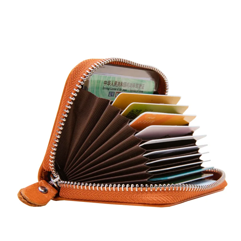 

Genuine Leather Anti-Theft Card Swiping Bag Women's Anti-Degaussing MEN'S Wallet RFID Shielded NFC Card Holder Card Bit More Ant