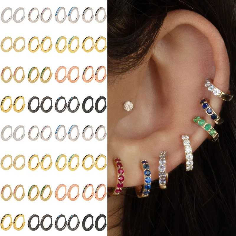 

Crystal Small Hoop Earrings Rhinestone Boho Earrings Stud Thin Hoops Gift Simple Cute Girl Classic Minimal Charms Jewelry