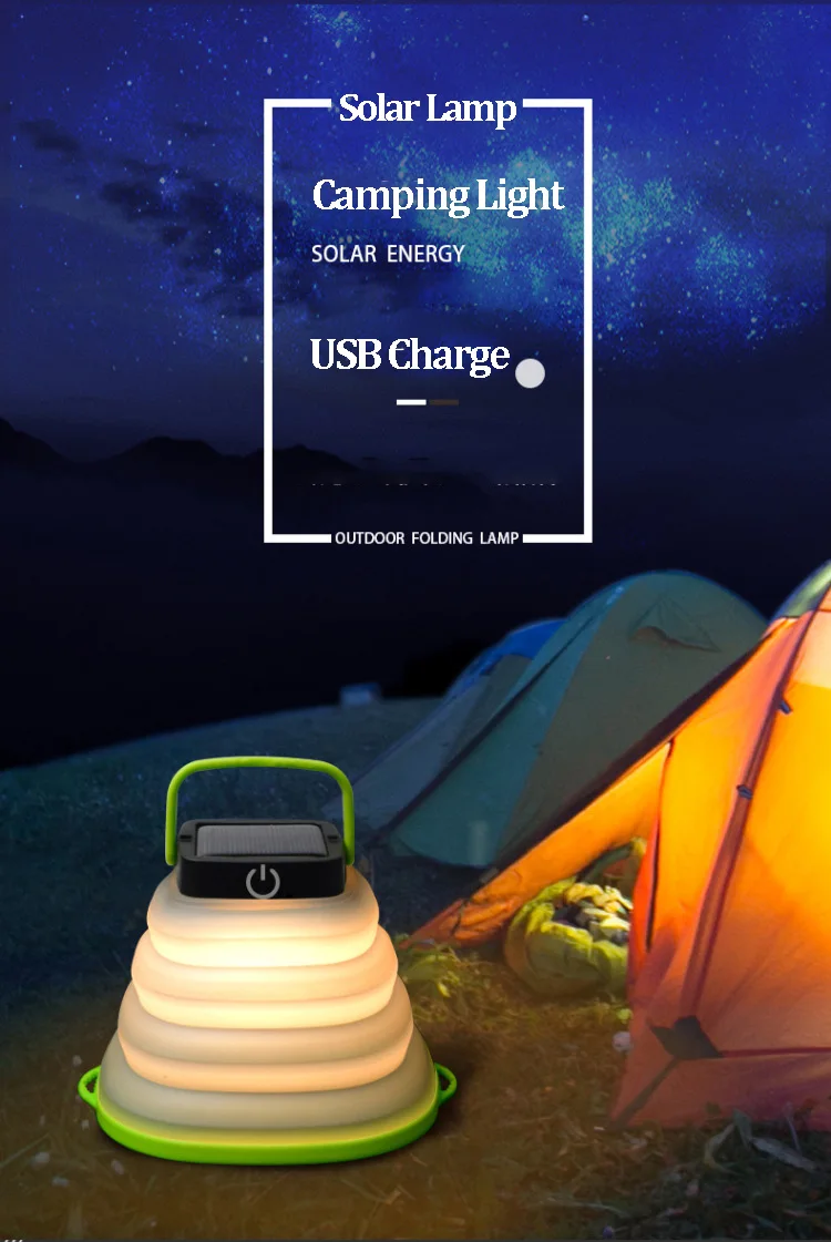 

Solar Light Outdoors Collapsible Camping Light Waterproof Emergency Lamp USB / Solar Rechargeable Lantern For Camping Rest Tent