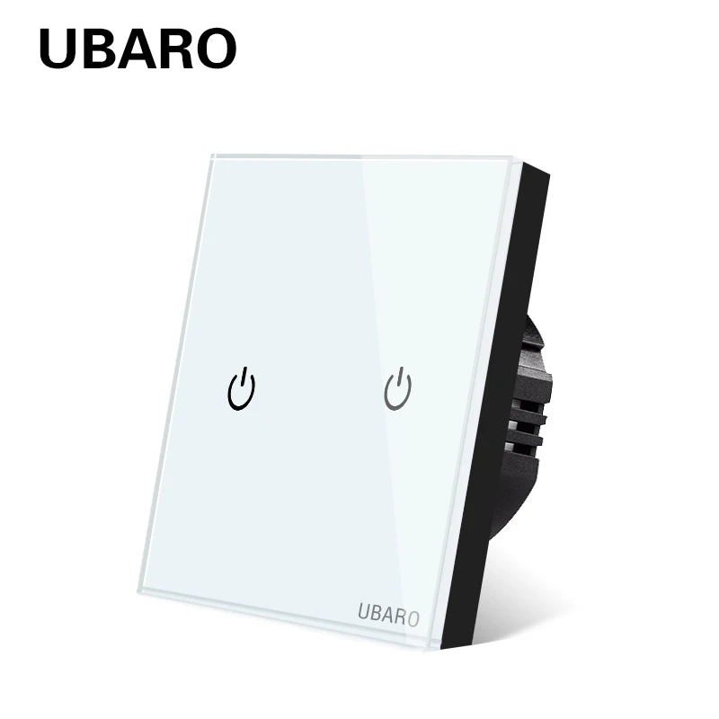 

UBARO EU/UK White Crystal Glass Panel Wall Touch Switch Led Power Interuptor mural Lichtschalter Light Switches 2 Way AC100-240V