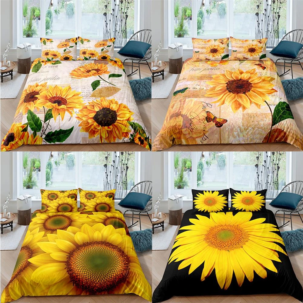 Sunflower Bedding Sets Single Double King Queen Luxury Duvet Cover Set Bed Set Bedclothes For Bedroom Bedding Sets Aliexpress