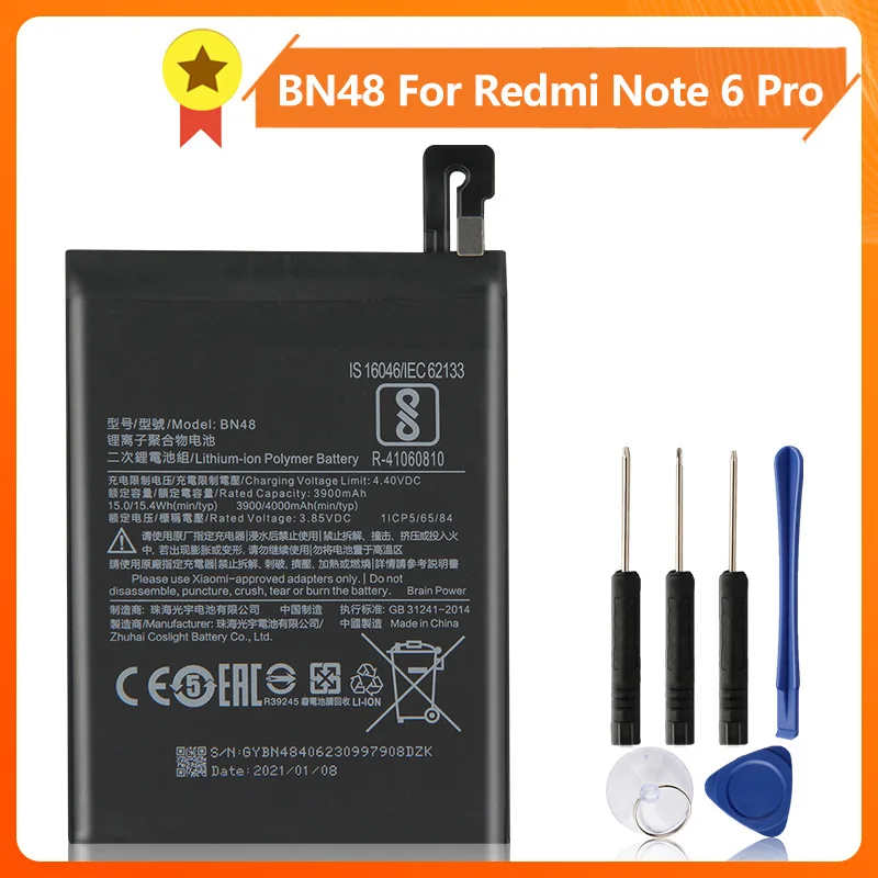 

Аккумулятор для телефона BN48 для Xiao mi Red mi Note 6 Pro Note6 Pro Note6Pro, 4000 мАч, сменный аккумулятор + инструмент