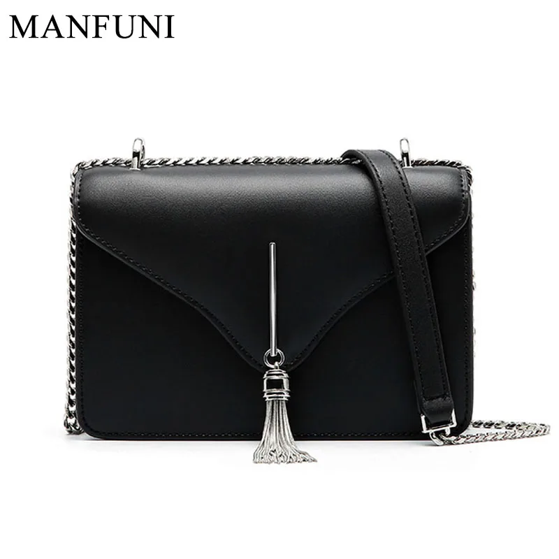 

Summer Fashion Tassel Women Shoulder Bag 100% Genuine Leather Luxury Lady Messenger Crossbody Handbag Small Flap Black White
