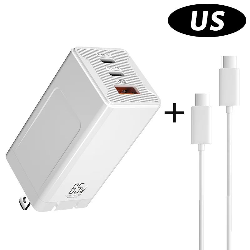 Transpeed GaN 65W Fast Charger 65W USB-C Quick Charge Type-C Wall Fast USB Charger EU US plug For iPhone QC3.0 PD3.0 5V 2A/4.5A 65w charger phone Chargers