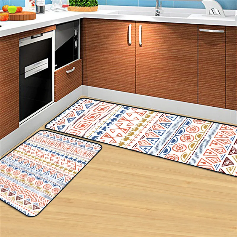 

Fashion red blue white abstract geometric pattern Kitchen mat plush door mat bathroom non-slip floor mat bedroom strip carpet
