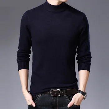

Men Half high collar long sleeve warm Knitted sweater Male Autumn winter sweaters 645