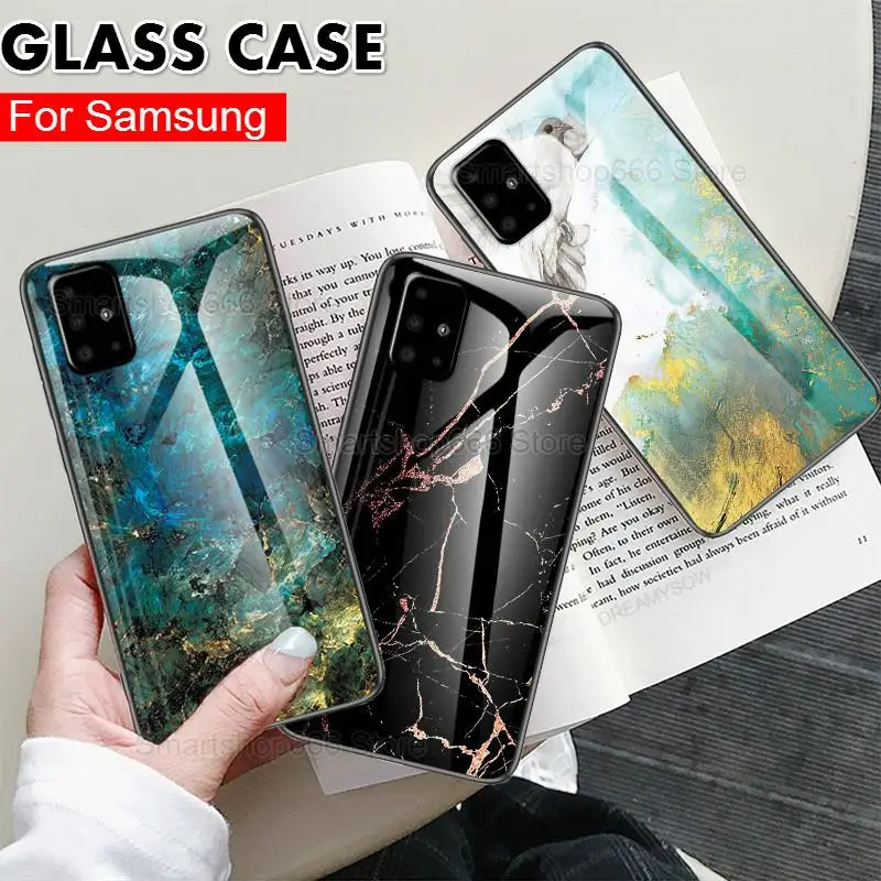 Мраморный стеклянный чехол для Samsung Galaxy A51 A20 A30 A40 A50 A60 A70 A80 A90 M30S A10S A20E A6 A7 A8 2018 Note 8 9 10