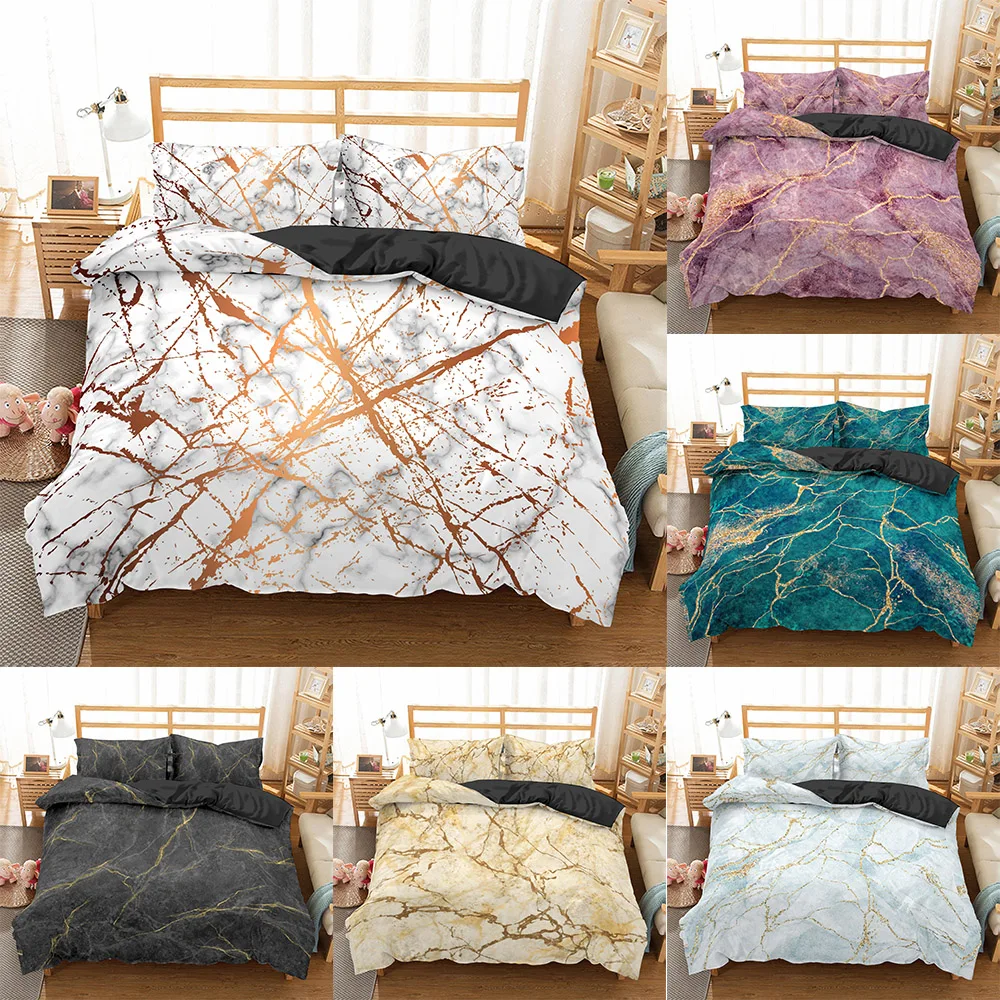 Homesky Marble Pattern Bedding Set Bedclothes include Duvet Cover Home Textiles Pillowcase Comforter Bedding Sets Bed Linen