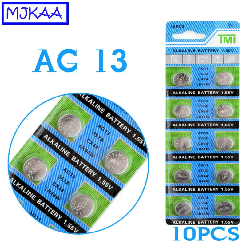 MJKAA 2019 оптовая продажа 10 шт. AG13 LR44 357A S76E G13 кнопочные батареи для монет 1 55 V щелочные