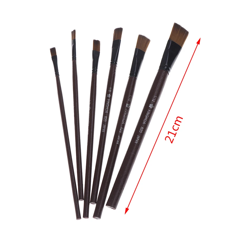 6 unids/set pinceles de artista pincel para óleo pintura cepillo para acuarela pinceles para óleo y acrílico pluma arte suministros de cabeza plana absorbente