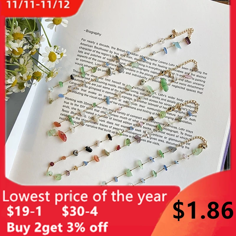 HUANZHI 2020 New Korean Irregular Geometric Transparent Colorful Acrylic Clear Natural Stones Choker Necklace for Women Jewelry | Украшения