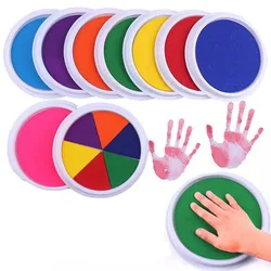 Almohadilla de tinta de aceite Multicolor de forma redonda para bebé, almohadillas de tinta DIY, almohadilla de sello de huellas dactilares para bebé, almohadilla de tinta artesanal a base de aceite, 1 unidad