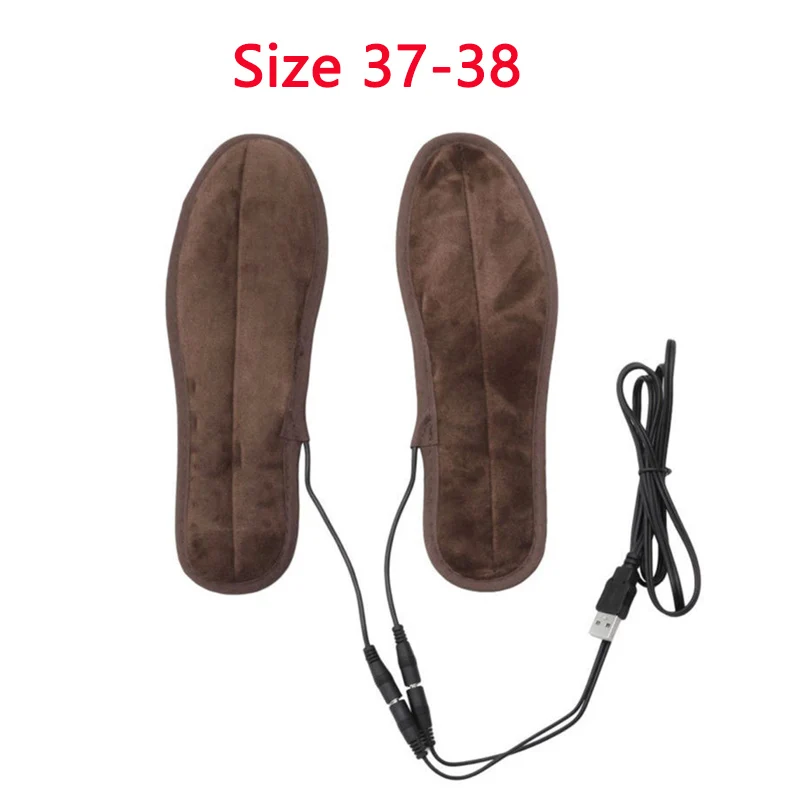 size 37-38 Инфракрасные стельки с подогревом из углеродного волокна унисекс с зарядкой от USB стельки для обуви меховые подушечки для ног зимние уличные лыжные походные согревающие - Цвет: size 37-38