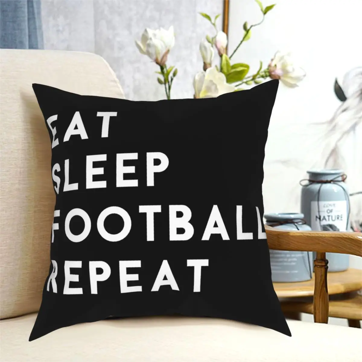

Наволочка для подушки с надписью «Eat Sleep Football», декоративная наволочка из полиэстера на молнии с рисунком, наволочка для дивана и сидения, наволочка для подушки 18 дюймов