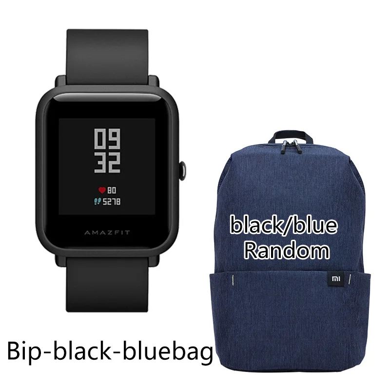 [Официальный] Смарт-часы Xiaomi Amazfit bip для мужчин и женщин Huami amzfit bip SmartWatch Bluetooth сердечного ритма 45 дней в режиме ожидания IP68+ gps - Цвет: GPS Black-bag