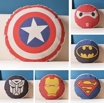 

American Style Cartoon Round Pillows Round Home Cushion Pillows Cover Case Cushions Round Linen Cotton Printing Pillow Case