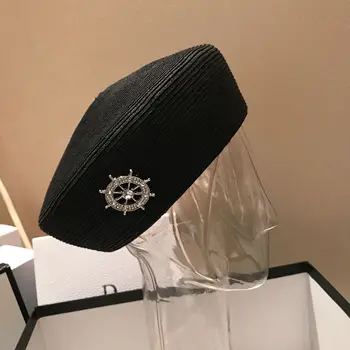 

202004-jiejia-black new summer paper grass Rudder beret cap men women leisure painter hat