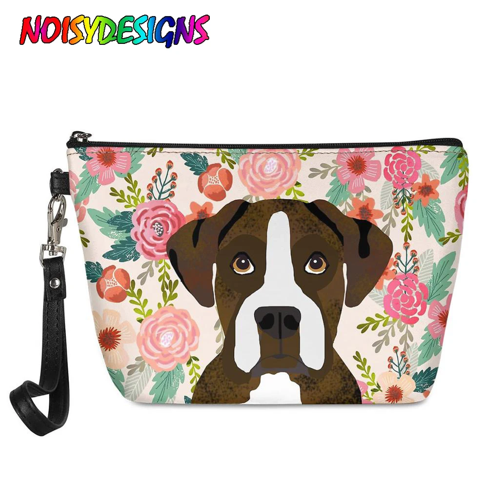 

NOISYDESIGNS Women Makeup Bag Flower Dog Toiletry Bag Travel Wash Pouch Cosmetic Bag Make Up Organizer Storage Beauty Organizer