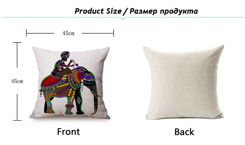 African Folk Traditional Music Art Hand Painted Africa Women Ride Giraffe Abstract Pattern Sofa Pillow Cover Linen Cushion Cover K156-11