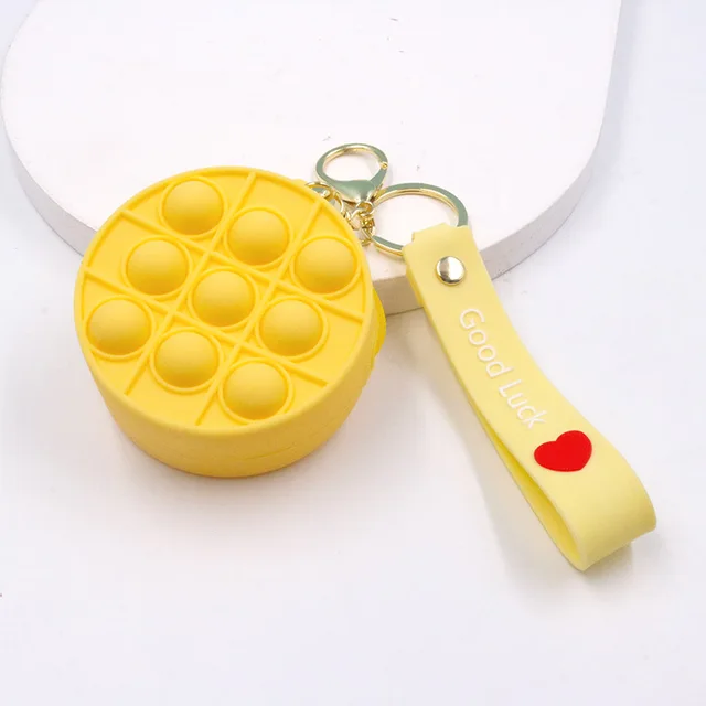 New Popit Mini Money Wallet Fingertip Toys Push Bubble Popite Pendant Bag Hot Sale Adult Decompression Toys Children Anti-Stress Yellow circle
