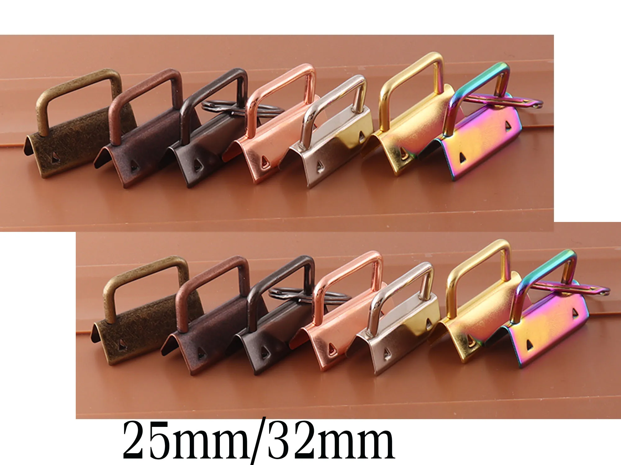 Rainbow Rose Gold Key Fob Hardware with Key Rings for webbing keychain fabric DIY findings wristlet 25MM 32MM Silver Gunmetal
