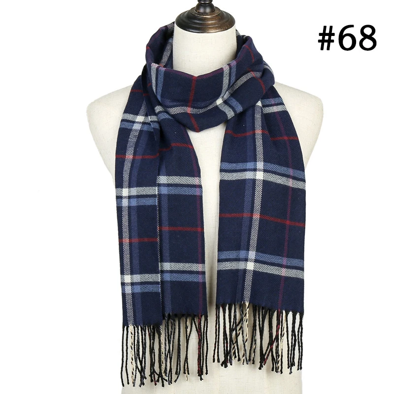 Осень-зима теплый кашемировый шарф высокого качества женские клетчатые шарфы с кисточками мужской шарф пашмины женские длинные шали и обертывание одеяло - Цвет: Color 68