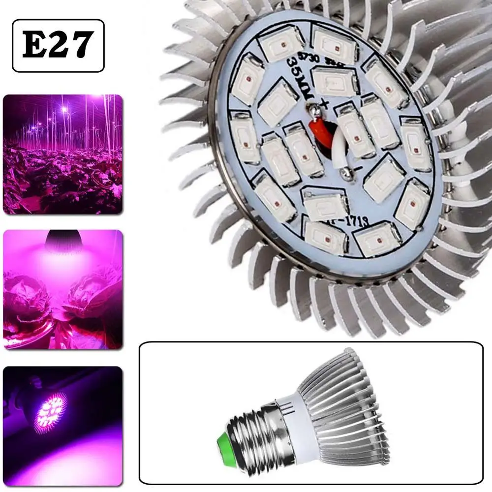 E27 Яркость ультрафиолетового E27/E14/GU10 18Led полного спектра, для теплицы гидропонный растительный светильник лампа для комнатной посадки - Мощность в ваттах: E27