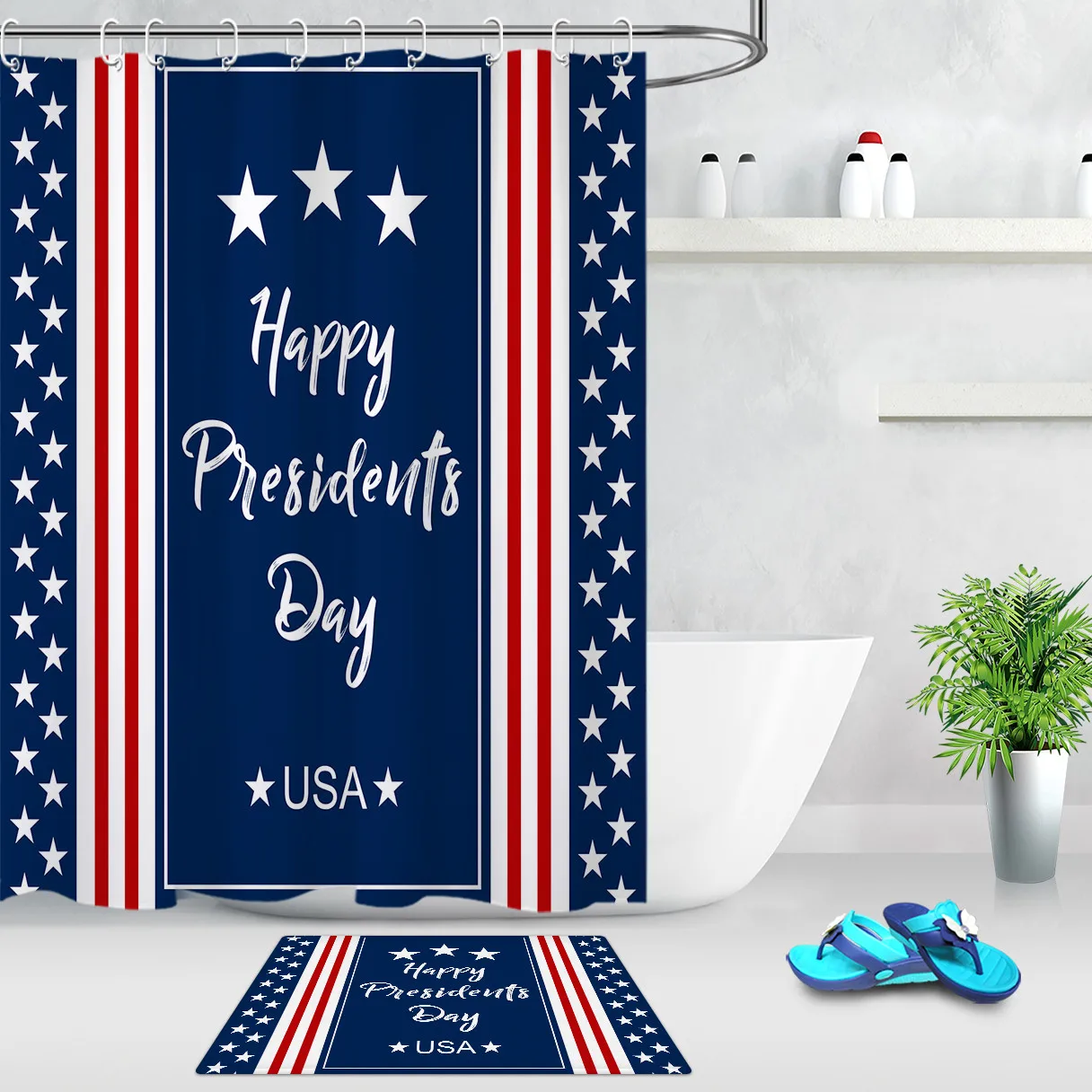 Happy US President's Day занавеска для душа для ванной комнаты полиэстер ткань звезды и полосы печати водонепроницаемый для ванной занавески s Набор