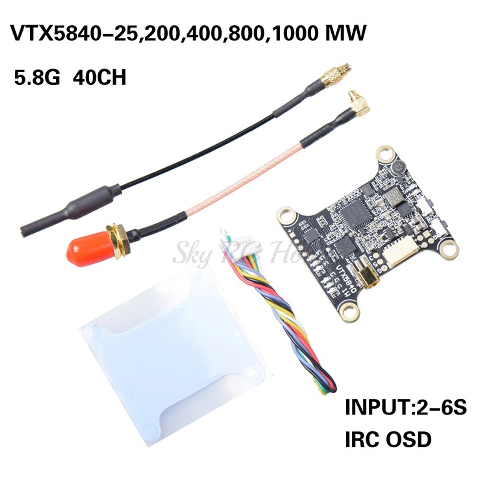 

JHEMCU VTX5840 VTX-5840 5.8G 40CH 25MW 200mW 400mW 800mW 1000mW Switchable OSD FPV Transmitter VTX for FPV Racing RC Drone