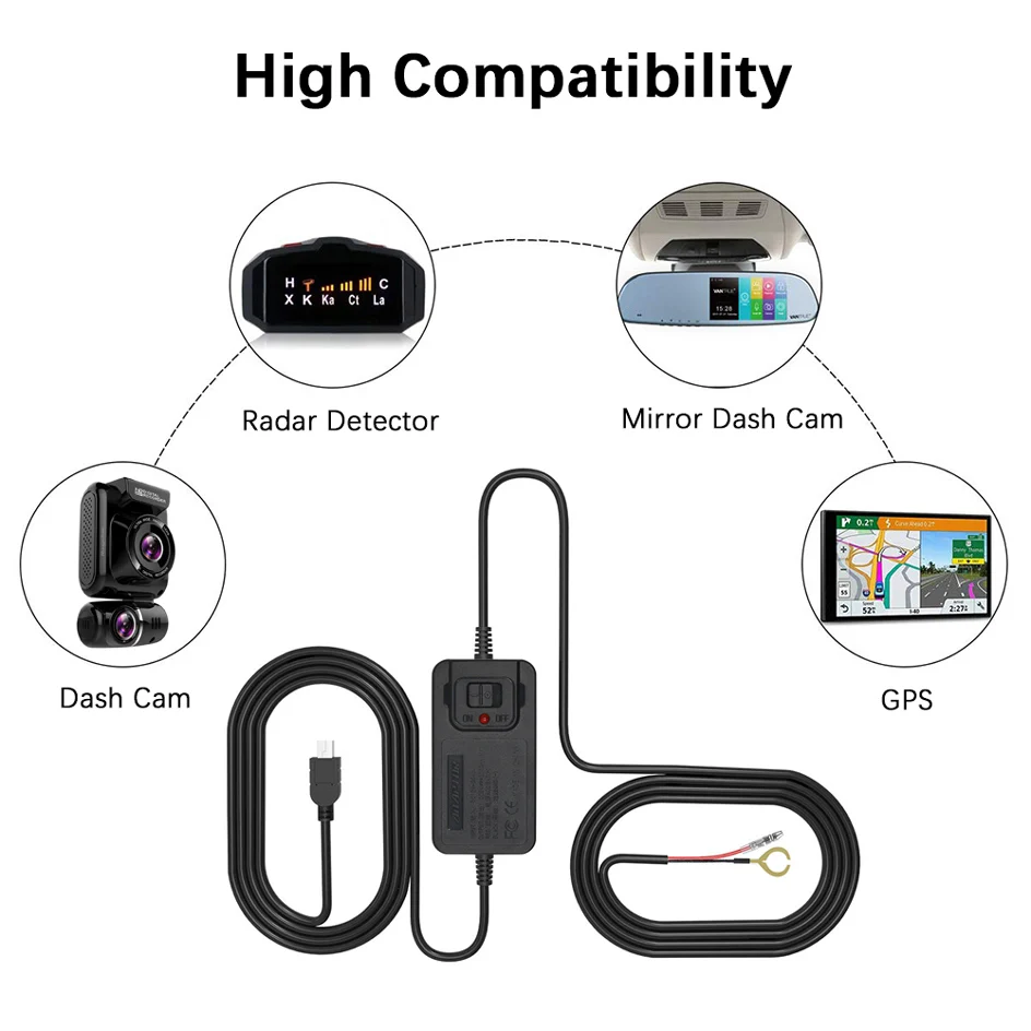 Автомобильный видеорегистратор Hardwire Kit Mini USB комплект жестких проводов с 12 В 36 до 5