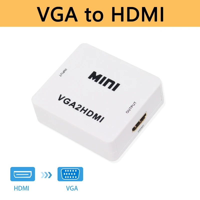 

1080P VGA to HDMI Audio Adapter Connector VGA2 HDMI Mini VGA to HDMI Converter with Audio for PC Laptop to HDTV Projector